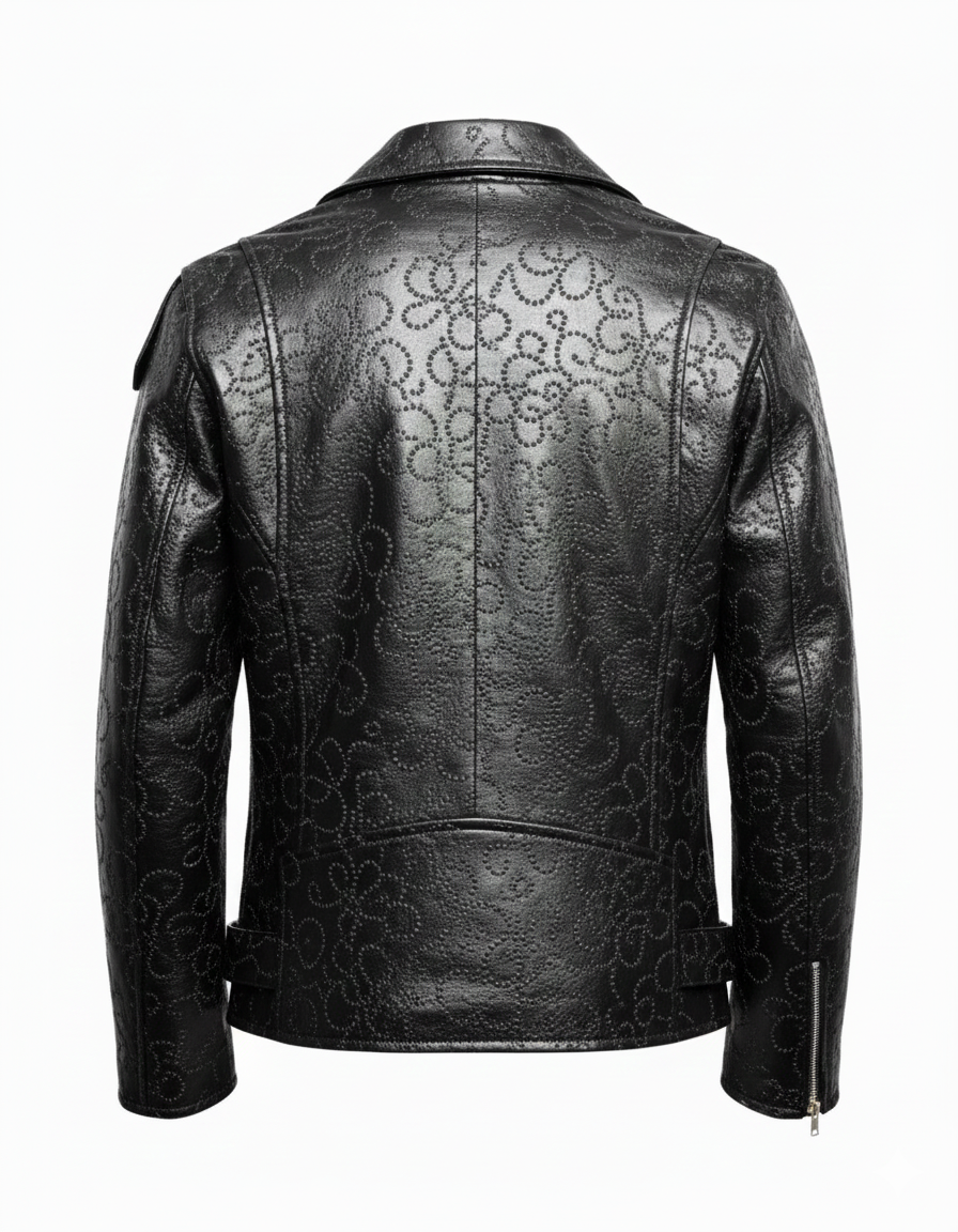 Embossed Pattern Moto Jacket