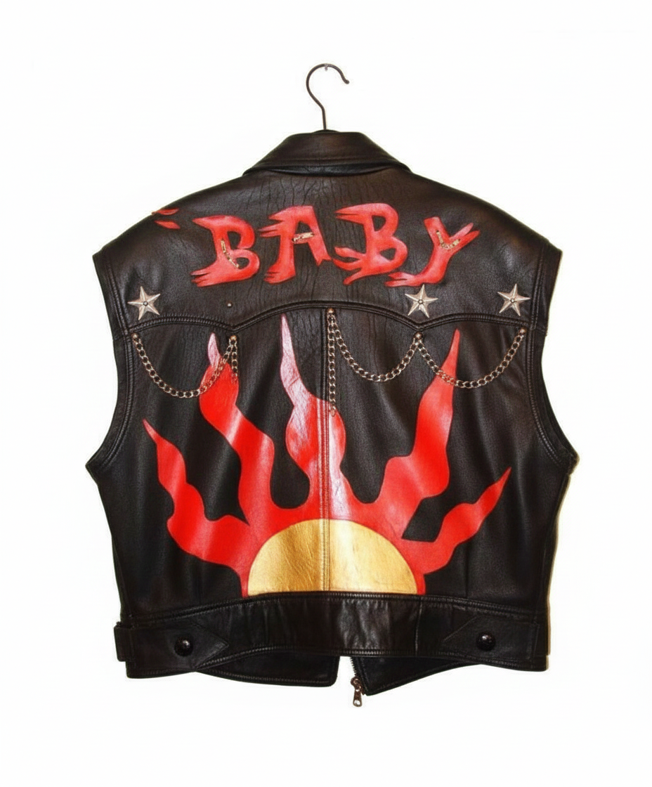 Flame Accent Moto Vest