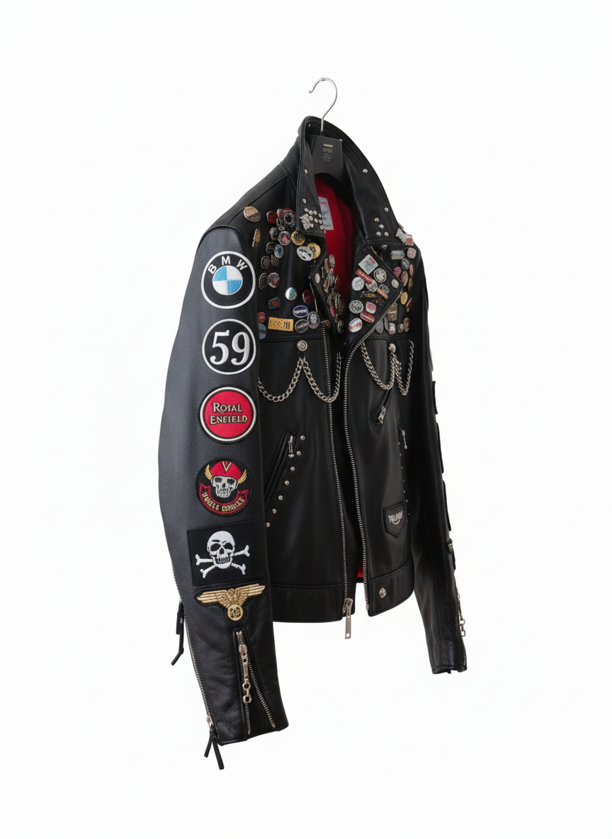 Patchwork Chain Moto Jacket