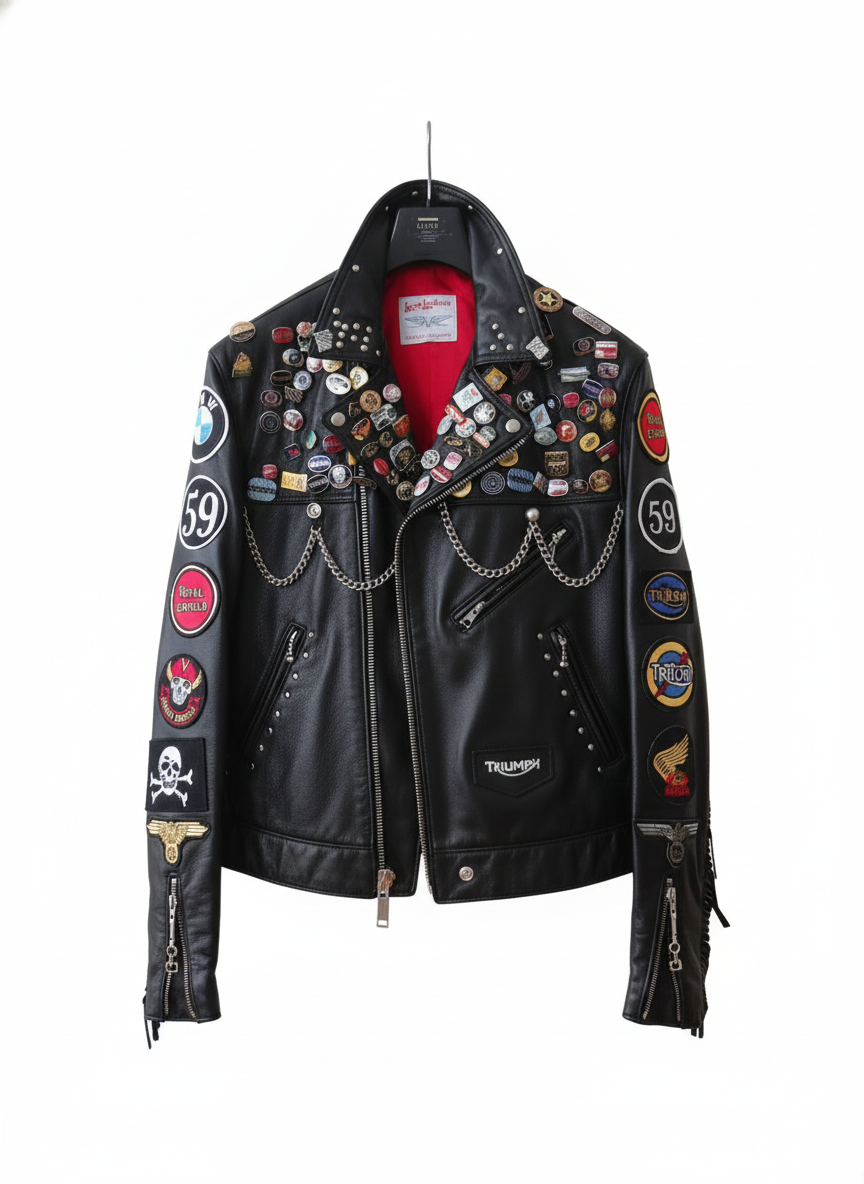 Patchwork Chain Moto Jacket