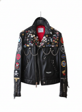 Patchwork Chain Moto Jacket
