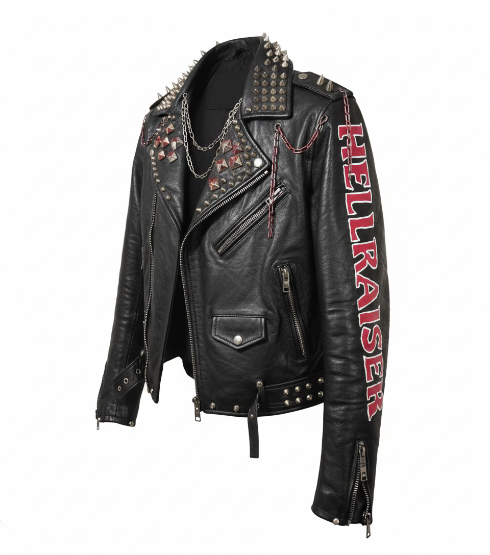 Studded Graphic Moto Jacket