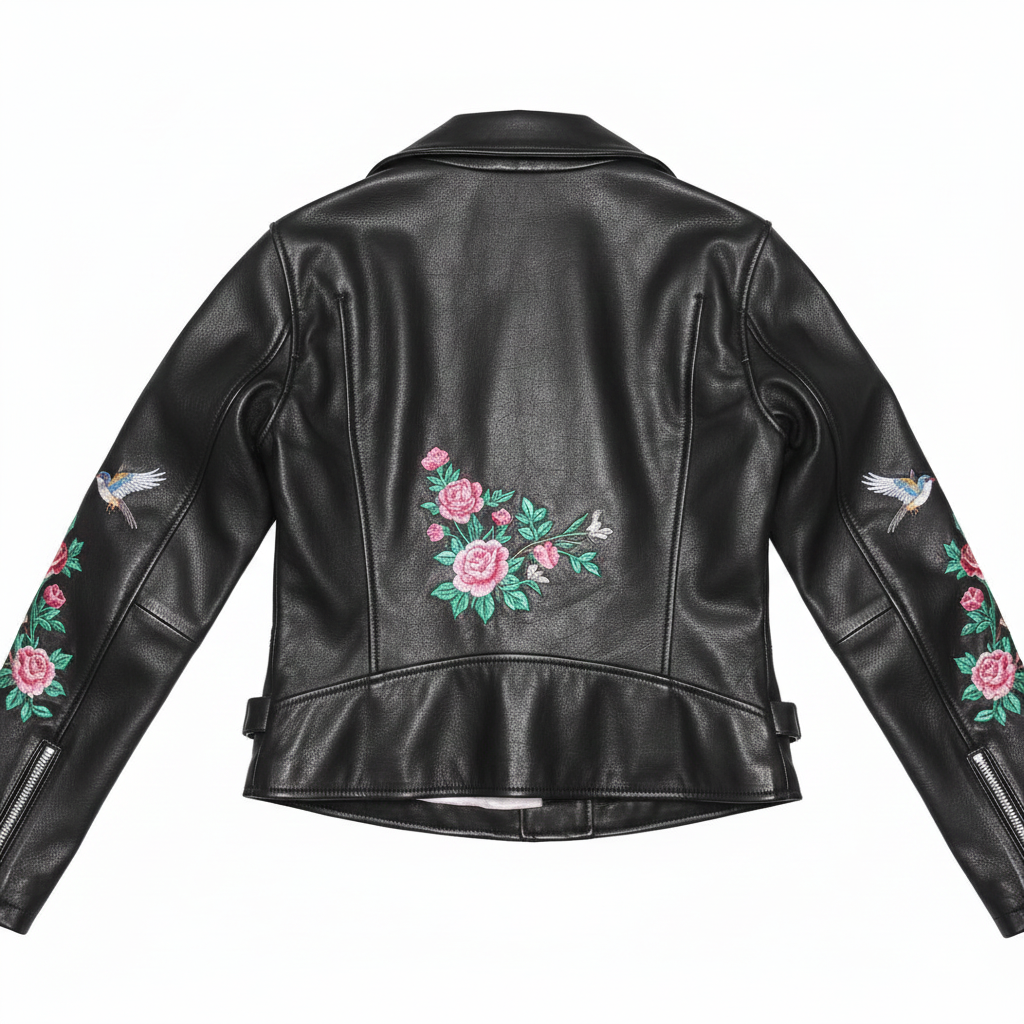 Floral Detail Moto Jacket