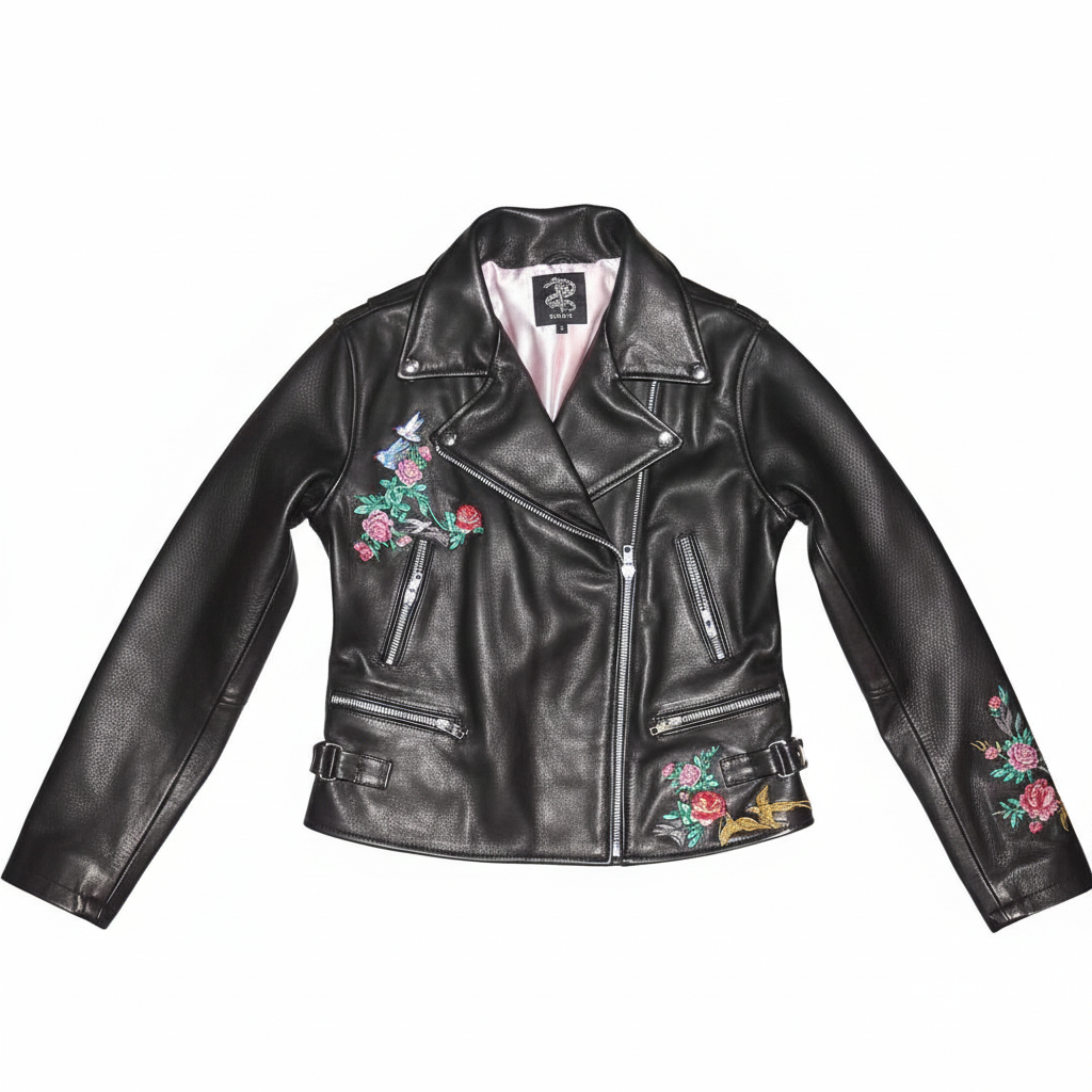 Floral Detail Moto Jacket