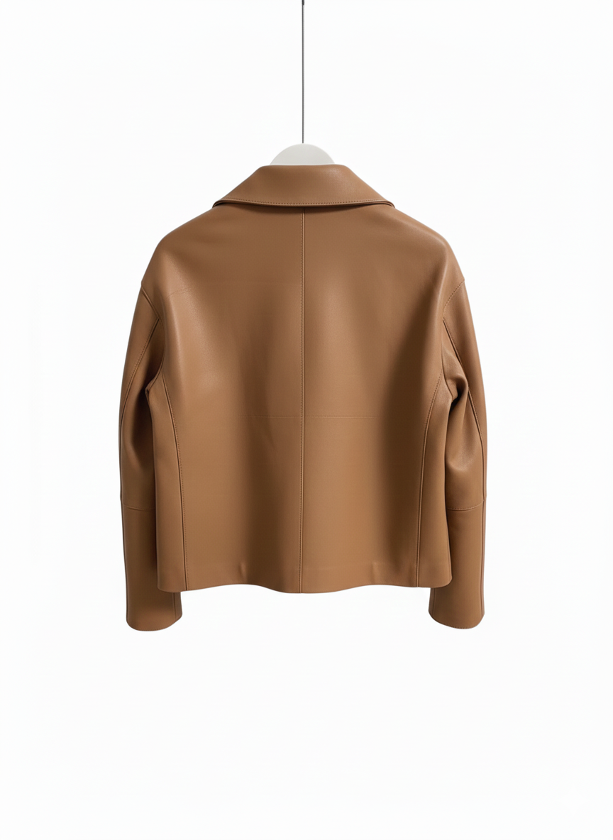Minimal Brown Cropped  Jacket