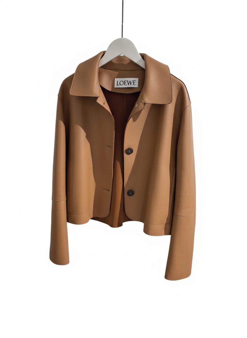 Minimal Brown Cropped  Jacket