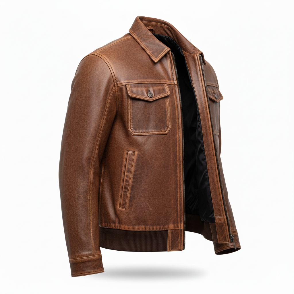 Men's Tawny Brown Bomber Style Jacket