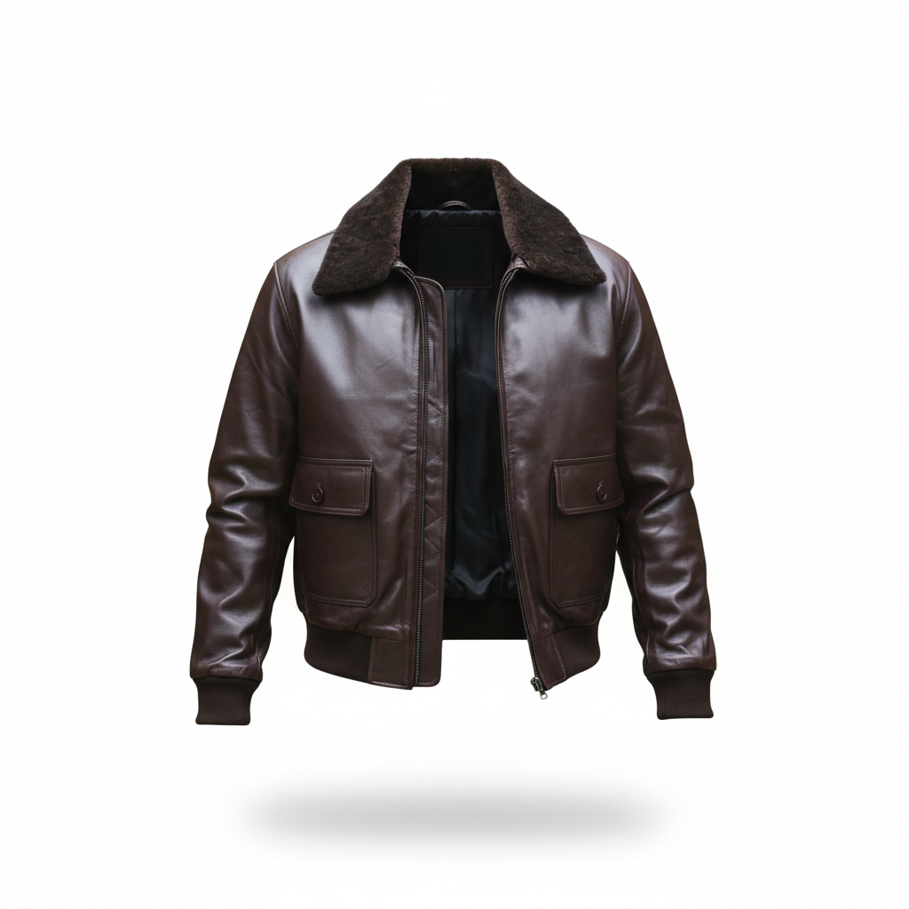 Men's dark brown Bomber Biker Style Jacket