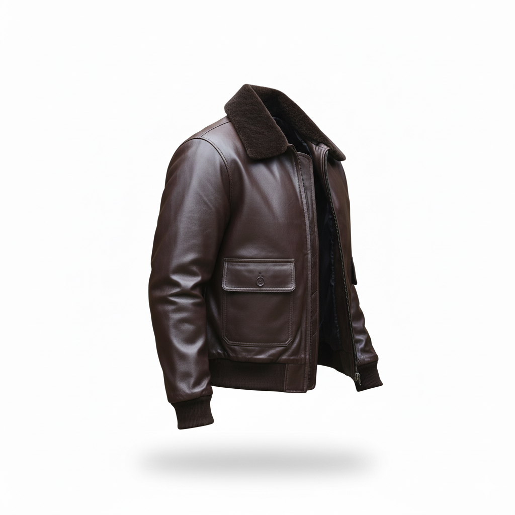 Men's dark brown Bomber Biker Style Jacket