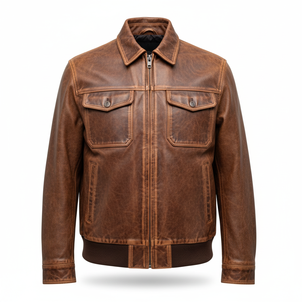 Men's Tawny Brown Bomber Style Jacket