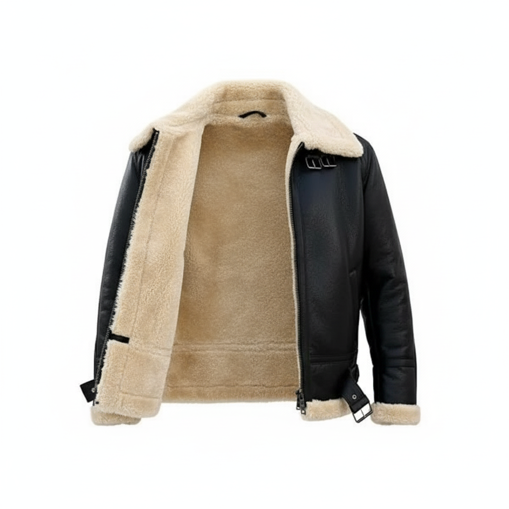 Men’s Shearling Bomber Jacket -Cream Fur