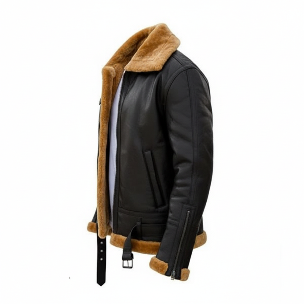 Men’s Shearling Bomber Jacket -Brown Fur