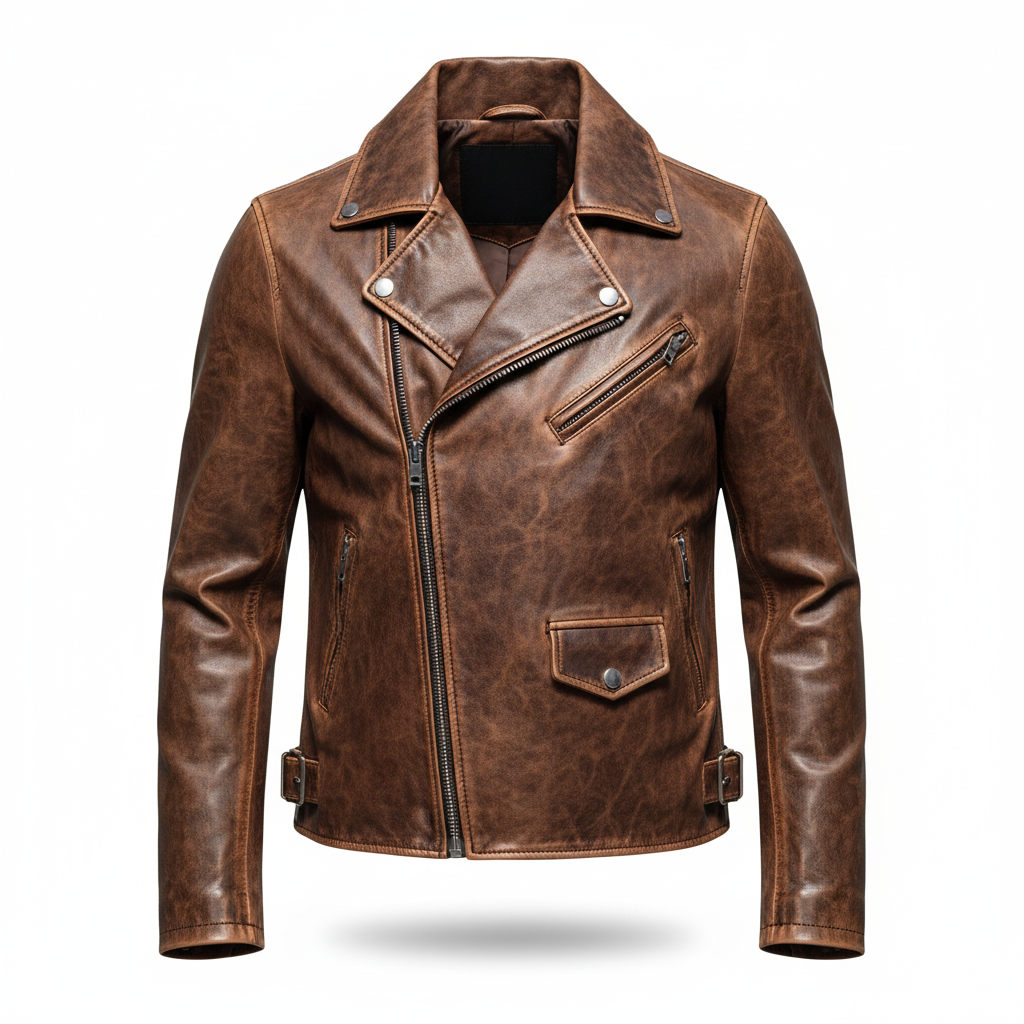 Men's Rustic Brown Biker Jacket