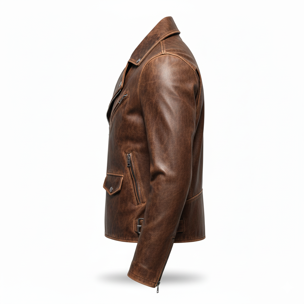 Men's Rustic Brown Biker Jacket