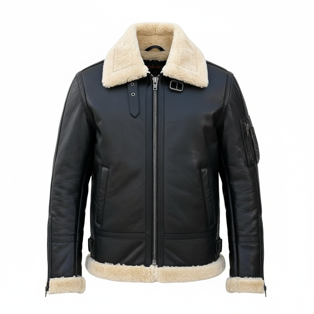 Men’s Shearling Bomber Jacket -Cream Fur