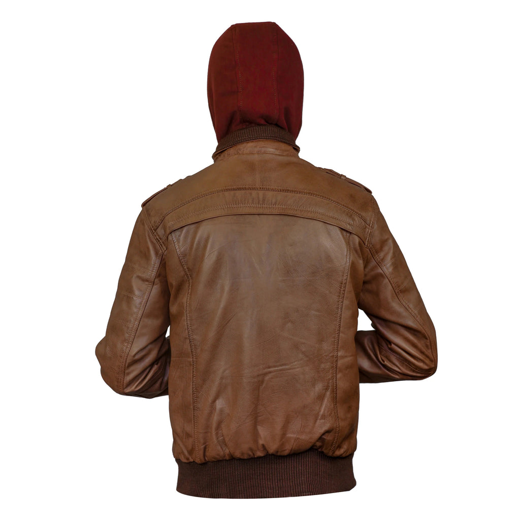 Men's reddish-brown Hoodie Bombar Tan Wax Jacket