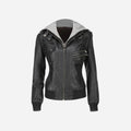 Women’s Black Bomber Jacket featuring Grey Hood