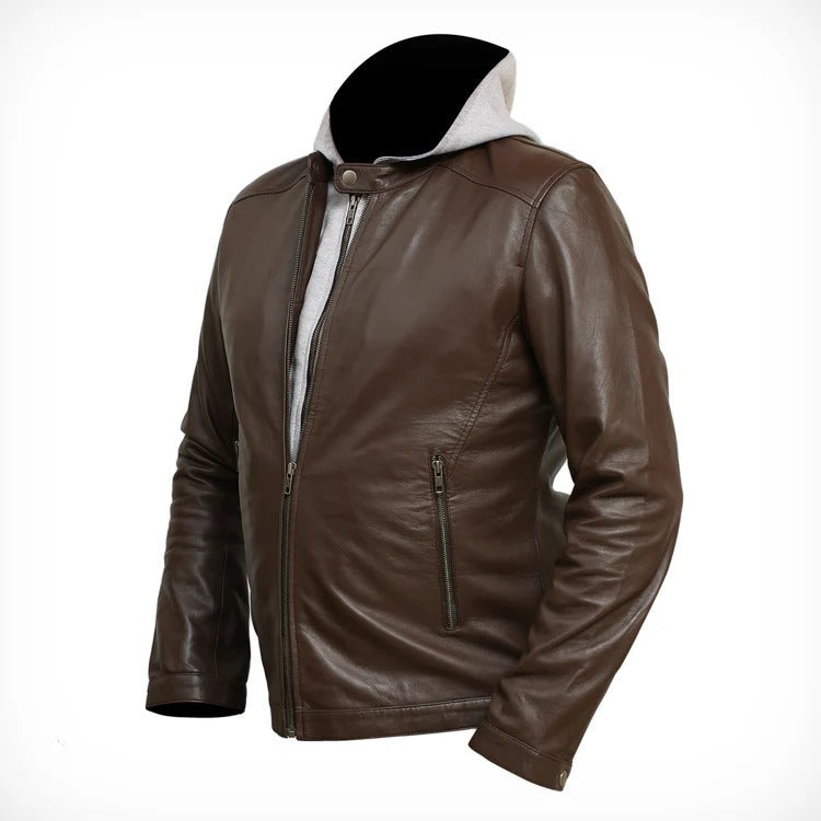 Men's Brown Hoodie Bombar Tan Wax Jacket