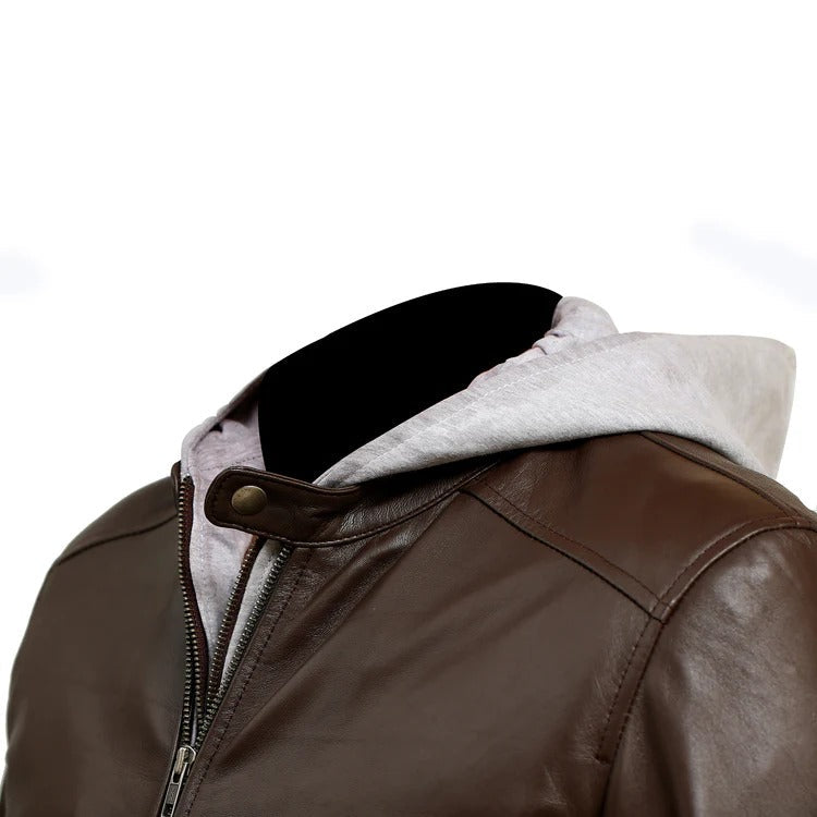Men's Brown Hoodie Bombar Tan Wax Jacket