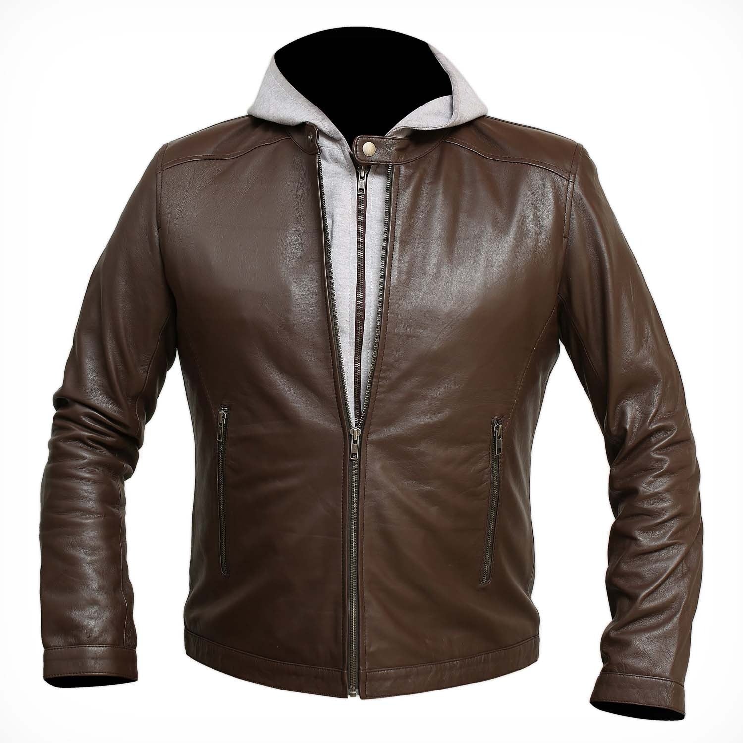 Men's Brown Hoodie Bombar Tan Wax Jacket