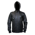 Men's Black Hoodie Bombar Tan Wax Jacket