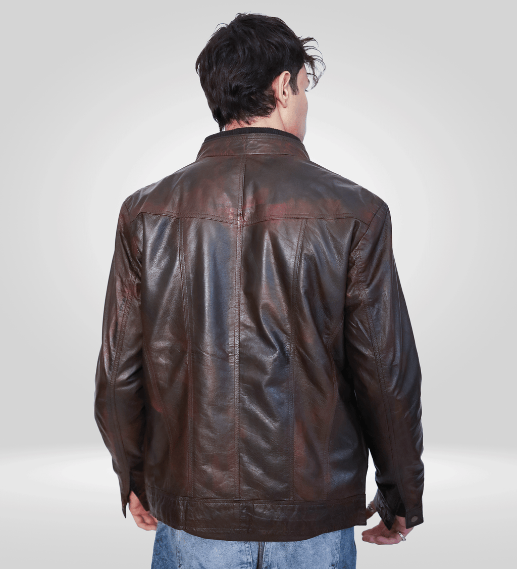 Two-Tone Distressed Racer Jacket